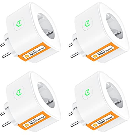 Prise Intelligente Refoss Compatible avec HomeKit, Siri, Alexa, Google Home et Nest Hub, Lot de 4 Prises Programmables avec Commande Vocale, Contrôle à Distance et Fonction de Temps, Orange