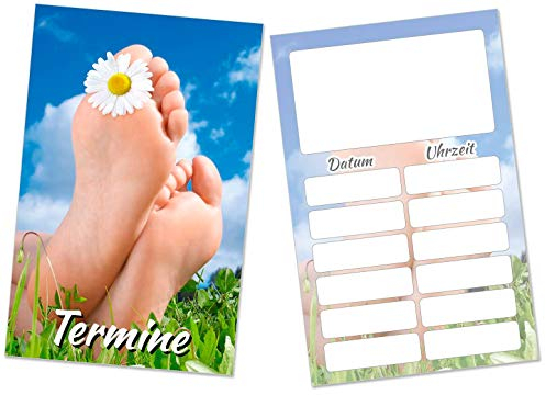 250 Terminkarten für Fußpflege Pediküre Nagelstudio Blumen Wiese, UV-Lack, Inkl. Kartenspender
