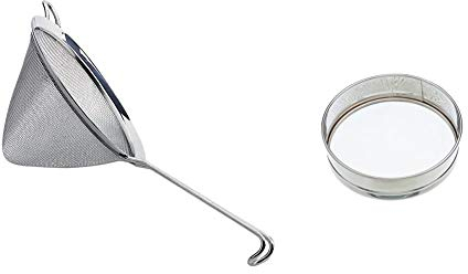 KitchenCraft KCSSCON180 Conical Sieve with Fine Mesh, Stainless Steel, 18 cm Silver & Fine Mesh Tamis/Drum Sieve, 20.5 cm