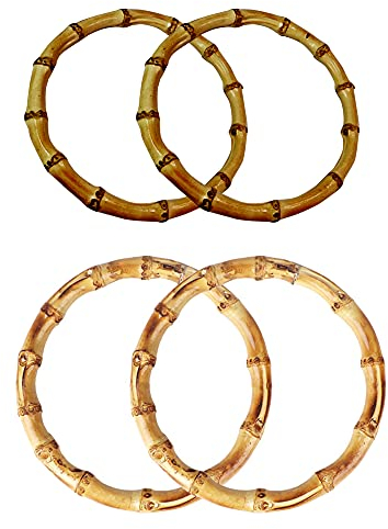 Trsnzul Manici Bamboo per Borse 4 Pezzi Manici Borsa Bamboo Manici per Borsa Rotondi Naturale Manici Bamboo Manici per Borse Uncinetto Artigianali Borse Fai da Te Accessori
