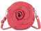 modamoda de T225 Damen Leder Umhängetasche Abendtasche Clutch Blüte Klein handmade in Italy, Farbe:Rubinrot