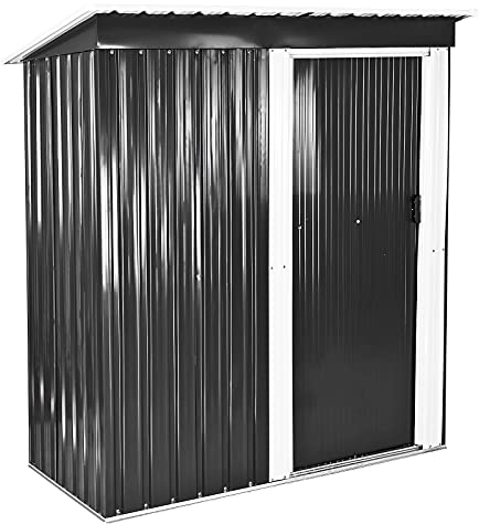 Metall Gerätehaus Geräteschuppen Gartenhaus Perth 164x89x182 cm anthrazit weiß
