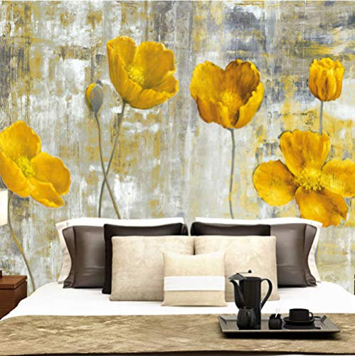 Tapeten Kunst Gelb Mohn Blumen Fototapete 3D Vlies Wandtapete XXL Moderne Wanddeko Wandbilder Wohnzimmer Schlafzimmer Wand Dekoration 200x140cm