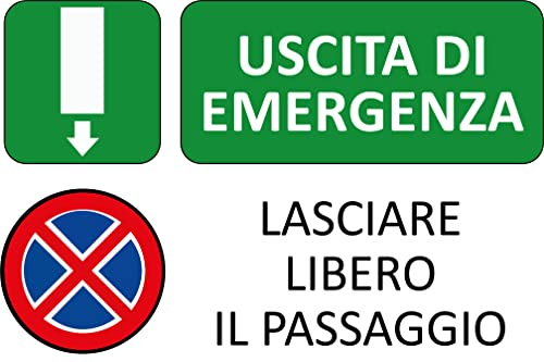 TLDSHOP® - ADESIVO Uscita di emergenza Lasciare libero il passaggio. Misura: (200 x 300 mm)