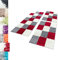 Carpettex Bettumrandung Schlafzimmer 3teilig Shaggy Teppich Hochflor Karo Muster Rot Bettset:2 mal 80x150 + 1 mal 80x250 - Bettvorleger Schlafzimmer Läuferset Flauschig Langflor Bettumrandung Teppich