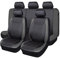 Flying Banner Universal Carbon Fibre Leather Car Seat Covers Airbag Compatible Seat Protector (Full Set, Black and Grey)
