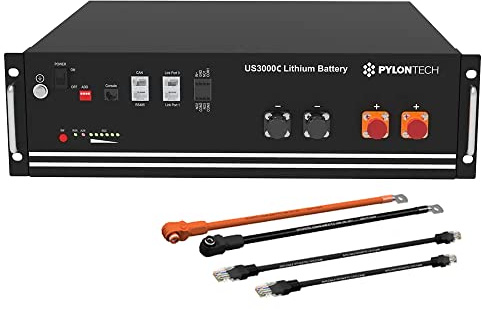 Pylontech 1x US3000C LiFePO4 Batterie 3,5kWh mit Wechselrichter-Anschlusskabelset