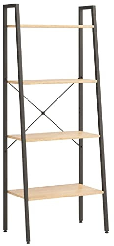 vidaXL 4-Tier Standing Shelf - Sturdy Steel Frame Construction, Engineered wood Storage Shelf - Perfect for Home and Office Use - Light Brown and Black