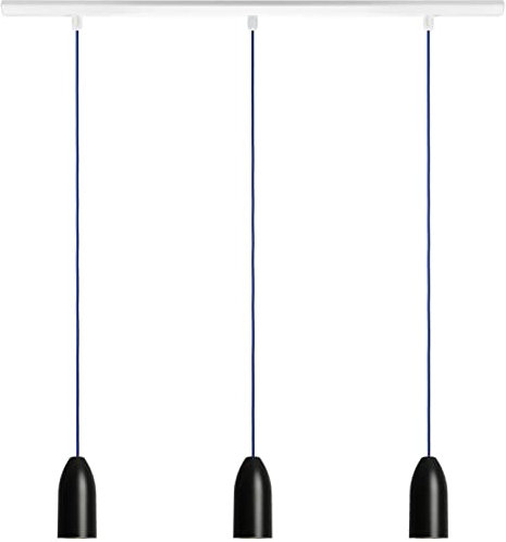Buchenbusch urban design Esstischlampe drei Leuchten schwarz (33 Kabelfarben) Küche Tisch Küchenblock Kochinsel inkl. LED GU10 sparsam Textilkabel hängend edel black edition