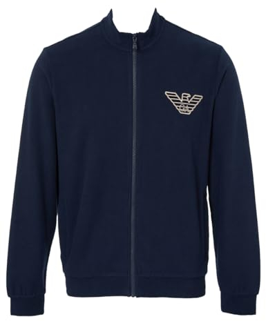 Emporio Armani Felpa da Uomo in Pile con Cerniera Maglia di Tuta, Marina Militare, S