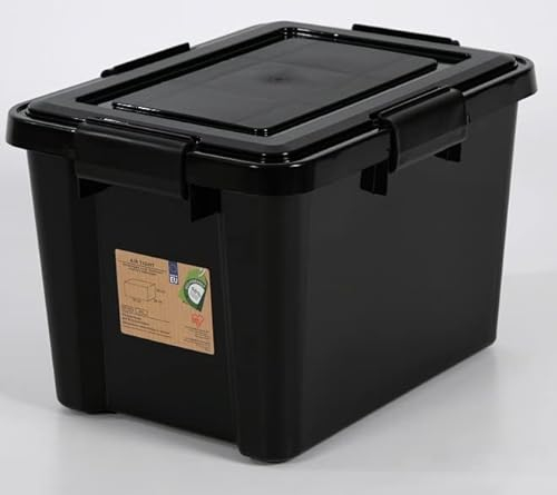 IRIS 20 Litre Small Weathertight Airtight Black Plastic Damp Area Dry Storage Box! 39cm x 28cm x 26cm - Hermetically Sealed Removable Lid! (1)