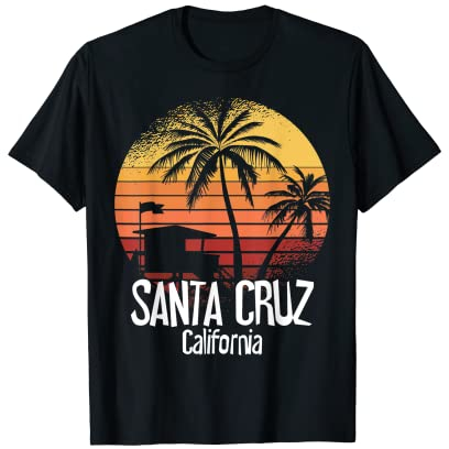 Playa de palmeras y sol de verano en Santa Cruz, California Camiseta