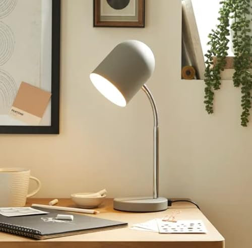 Bloomingtons Direct Desk Lamp with Versatile Flexible Chrome Neck Reading Table Lamp Matte Look Sturdy Base Desk Lamps for Study Table (Grey)