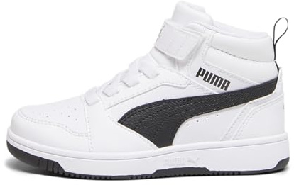 PUMA Puma Rebound V6 Mid Ac+ Ps, Scarpe da ginnastica Unisex - Bambini e ragazzi, Puma White Puma Black, 32 EU