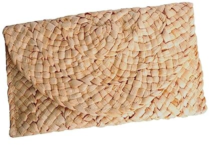 Lollanda Straw Evening Clutch Purse Woven Handbags Summer Beach Bags for Women Envelope Wallet Party Totes for Evening Party (Light Coffee)