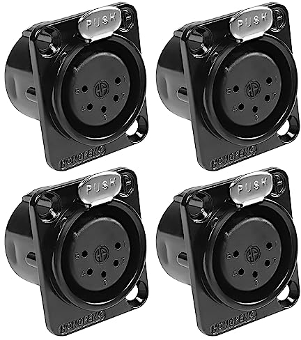 XMSJSIY 5 Pin XLR Panel Mount Stecker XLR Buchse Audio Lautsprecher Mikrofon Stecker D-Typ Chassis Löt für Mikrofon Musikinstrumente-4pcs (5-Pin Weiblich)