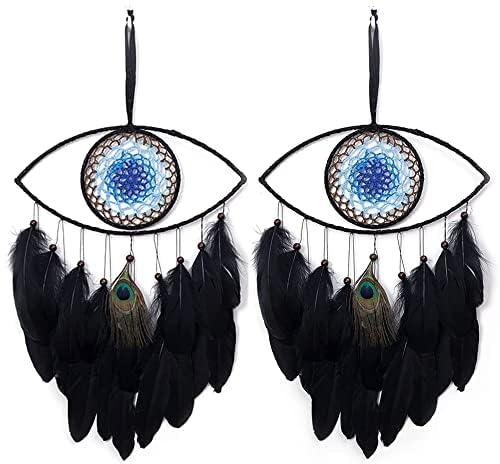 Traumfänger, Dream Catcher, Boho Heimdekoration Wandbehang, Geschenke für Kinder Freunde, Ornamente Dekoration Hochzeit Weihnachten,Kinderzimmer Wohnzimmer Schlafzimmer (Black)