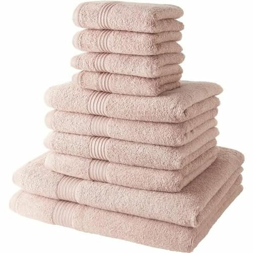 TODAY Lot de 4 Serviettes de Bain 30x50 + 4 Serviettes de bain50x90 + 2 Draps de Bain 70x130 cm 100% Coton - Rose des sables
