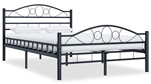 Annlera Bettgestell 210x127x85cm Schwarz Stahl-Rahmen+Sperrholz-Latten Hochbett Jugendbett Massivholzbett Bett Im Gästezimmer Tagesbett Palettenbett Bodenbett Doppelbett Polsterbett