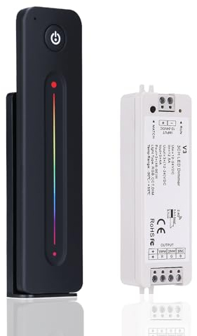 JOYLIT RGB Controlador LED Regulable con Mando a Distancia por RF, 12-24V 3 Canales 4A/CH 2.4GHz RF Controlador Compatible con Tiras de Luces LED de RGB, CCT, Un Solo Color