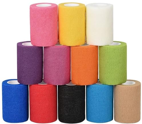 Self Adherent Cohesive Bandages 7.5cm Pet Vet Wrap for Horses Dogs 12 Rolls | Sagafly Self Adhesive Bandage Wrap Horses Cohesive Bandage Elastic Sports Tape for Wrist Ankle Breathable