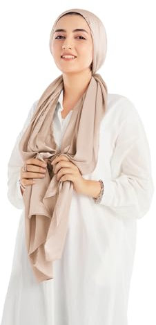 Xirhoot Satin-Crêpe-Hijab-Schal für Damen, Cream, Standard