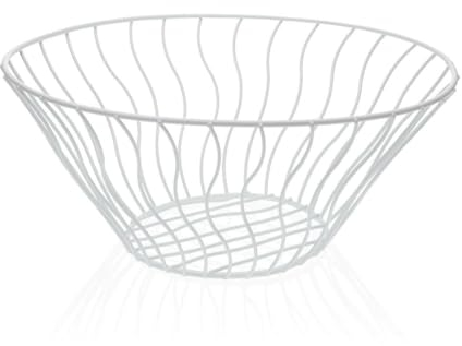 Versa Frutero Blanco Metal Cerámica Acero 28 x 11,5 x 28 cm