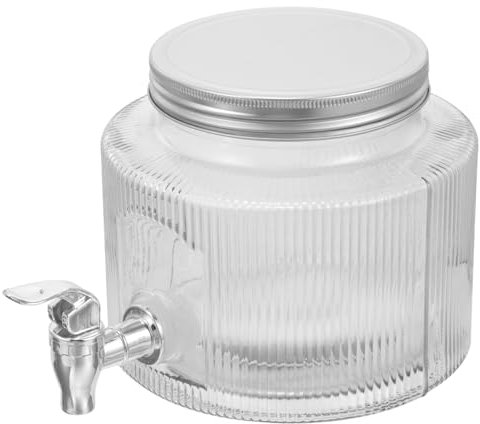LIFKOME Beverage Drink Dispenser Glass Dispenser Jar Glass Storage Jar Tap for Drinks