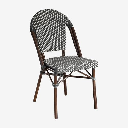 SKLUM Stapelbarer Gartenstuhl aus Aluminium und synthetischem Rattan Brielle Bistro Grau Graphit