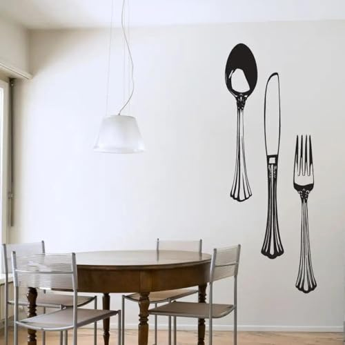 SHELOG Löffel Besteck Set Vinyl Wandtattoo Küche Esszimmer Wandtattoo Löffel Besteck Aufkleber Home Decor Art Mural