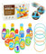 TayBong Bowling Set Kinder, 17-teiliges Kegelspiel für Kinder mit 10 Kegeln und 2 Bällen,5 Wurfringe, Pädagogisches Lern-Spielzeug für Drinnen & Draußen, Jungen und Mädchen