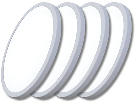 ENOVALITE 4er Set Multitalent LED Deckenleuchte - Panel mit einstellbarem Lochmaß - 18W 1880lm - Einbau/Aufbau Aufputz - 3000K 4000K 6000K CCT einstellbar - rund Ø225x17mm