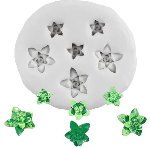 MINFEIDMS Cactus Silicone Fondant Moulds Succulent Leaves Fondant Mould Succulent Plant Moulds for Cake Decorating Cupcake Topper Chocolate Gum Paste Candy Polymer Clay
