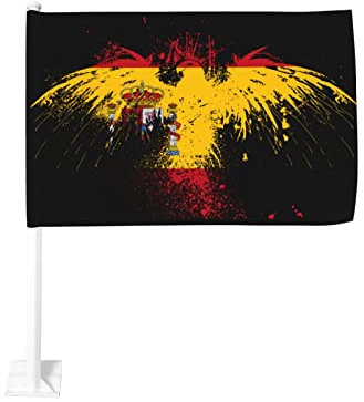 Bandera de España con águila para coche, camión, banderas de doble cara para ventanillas de coche, 12 de alto x 18 de ancho