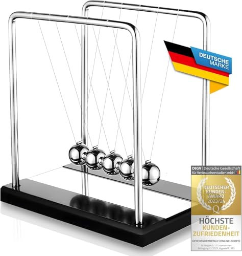 Kugelstoßpendel Newton-Pendel 18cm Entspannungs Physik Kugelspiel Deko Schreibtisch-Spiel Büroklassiker