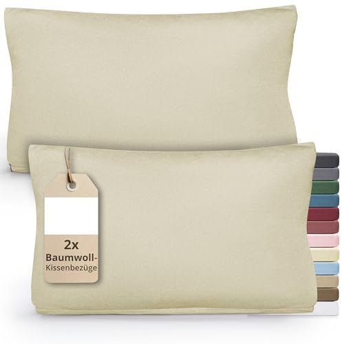 Greenline Kissenbezug Premium Jersey aus 100% Baumwolle Champagner Doppelpack (2X) 40 x 80 cm Kissenhülle Kissenbezüge