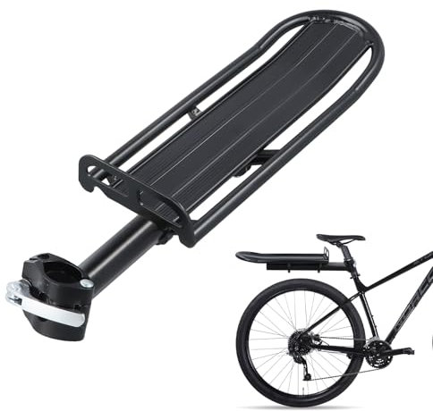 Portapacchi Bici Posteriore, Porta Pacchi Bici Posteriore Regolabile Alluminio Lega per MTB, 8kg/17.6lb di Carico, Accessori per Ciclismo Campeggio Touring per Bici con Diametro a 31,8 mm