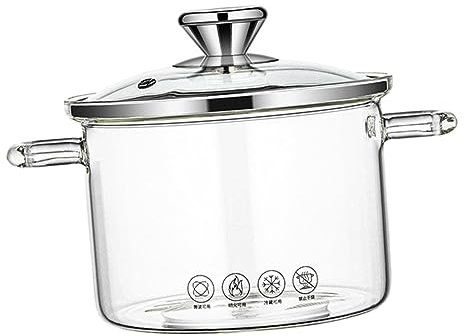 Sartén de vidrio de borosilicato resistente al calor para pasta de fideos instantáneos para sopa, 3,5 L, transparente
