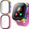Buoluoioir 2 Stück Hülle mit Displayschutz für Xplora X6 Play Hartglas Schutzhülle, Hard PC Rundum HD Ultradünne Glas Schutz Case für Galaxy Watch 6 Schutzhülle,Buntes Rot+Rosenrot