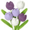 DEMIUKO 6 Stück Künstliche Tulpen Gehäkelte Blumen Häkeln Bouquet Kunstblumen Weiche Gestrickte Tulpe Pflanzen Strick Fake Blumen Geschenk für Mama Freunde Zuhause Büro Vase Deko (Lila Weiß)