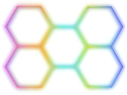 Barberpub Hexagon LED Garage Light, 7200LM Hexagon LED Beleuchtung für Werkstatt, Friseursalon, 5 Grid (LP007/RGB)