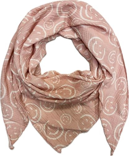 Jeamis XL Dreieck Strickschal Smiley Frühling Schal 100% Baumwolle Made in Italy Fashion Tuch Dreieckschal Smile Stola Herbst Frühling Tuch