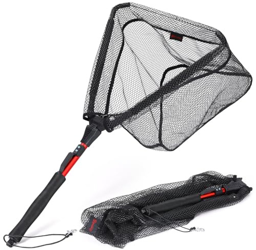 Sougayilang Fishing Net Landing Nets for Fishing with EVA Foam, Aluminum Alloy Pole Handle Telescopic Fishing Landing Net,Lightweight Portable for Lake,Sea,River