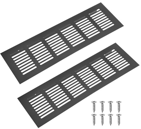 M METERXITY 2Pcs Door Vents 10x3In/250x80mm with 8 Screws [Black] | Interior Doors, Aluminum Alloy,Ventilation Grille for Cabinet,Wardrobe,Shoe Cabinet Rectangle Air Vent