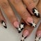 Press on Nails French Tip - 24pcs Medium Almond False Nails - 12 Sizes Stick on Nails with Star Pattern - Black And White Fake nails with Glue,Removable Glossy Artificial Acrylic Nail for Women