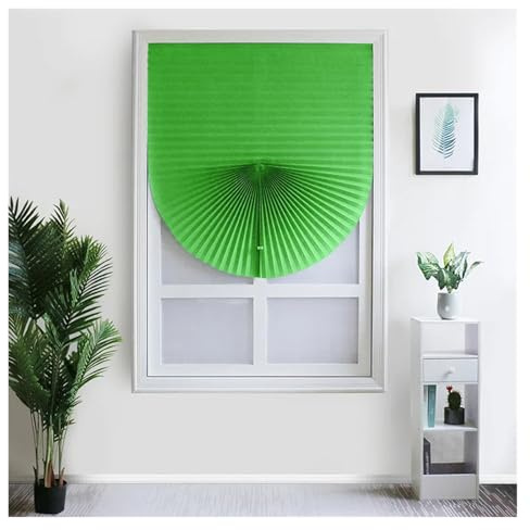 JMORCO Plissee Zum Kleben Innenrahmen Vlies-Schattierungs-Plissees, Selbstklebende Wohnzimmer-Halbschattierungsjalousien, Vorhänge, Küche, Schlafzimmer, Vorhänge(Green,90x150cm)