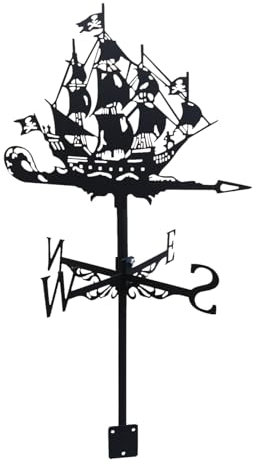 Girouette Bateau Voilier Deriveur, Girouette Bateau en Métal Moulin À Vent De Jardin Exterieur Décoratif pour Toit, Durable Noire Girouettes De Balcon Indicateur De Direction du Vent