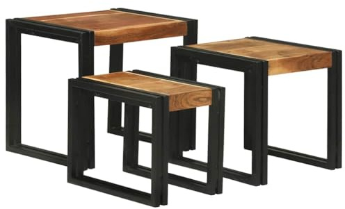 vidaXL Nestingtisch 3 STK. Braun und Schwarz 50 x 40 x 45 cm | Die Tische lassen sich leicht übereinander stapeln und verstauen, Ideal für Kaffee oder als Beistelltische, Schöne,