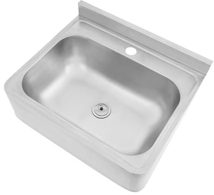 BRRIDE Wandmontiertes Waschbecken Edelstahlspülbecken, Handelsübliches Handwaschbecken Rechteckig Waschbecken für Klein Gäste WC, Badezimmer (keine Wasserhähn)