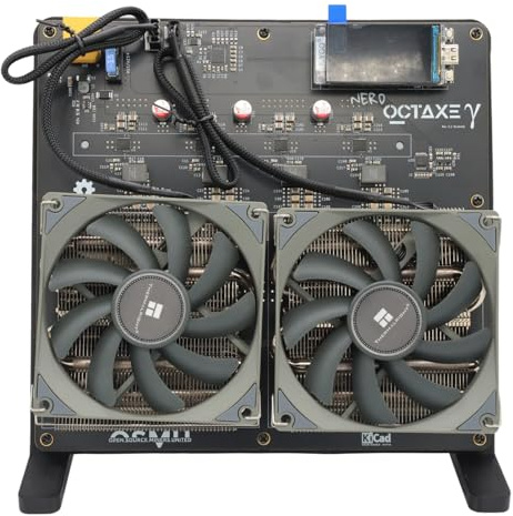 NerdOctaxe Bitcoin Miner 9.6TH/s mit 16J/Th hoher Effizienz, 160W Low Power & Quiet Home Mining, 2.4G WiFi & Open-Source 8*BM1370 Chip für BTC, inklusive Netzteil